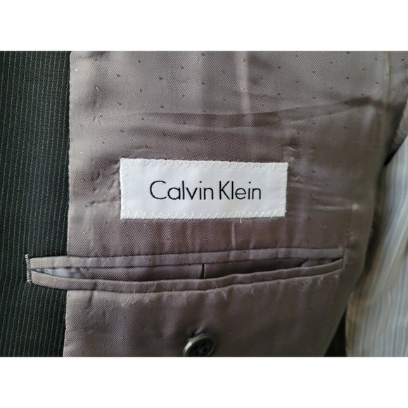 CALVIN KLEIN 40S MENS SPORT COAT BLACK W STRIPE WOOL BLEND TWO-BUTTON/VENTS B525 - Picture 6 of 10